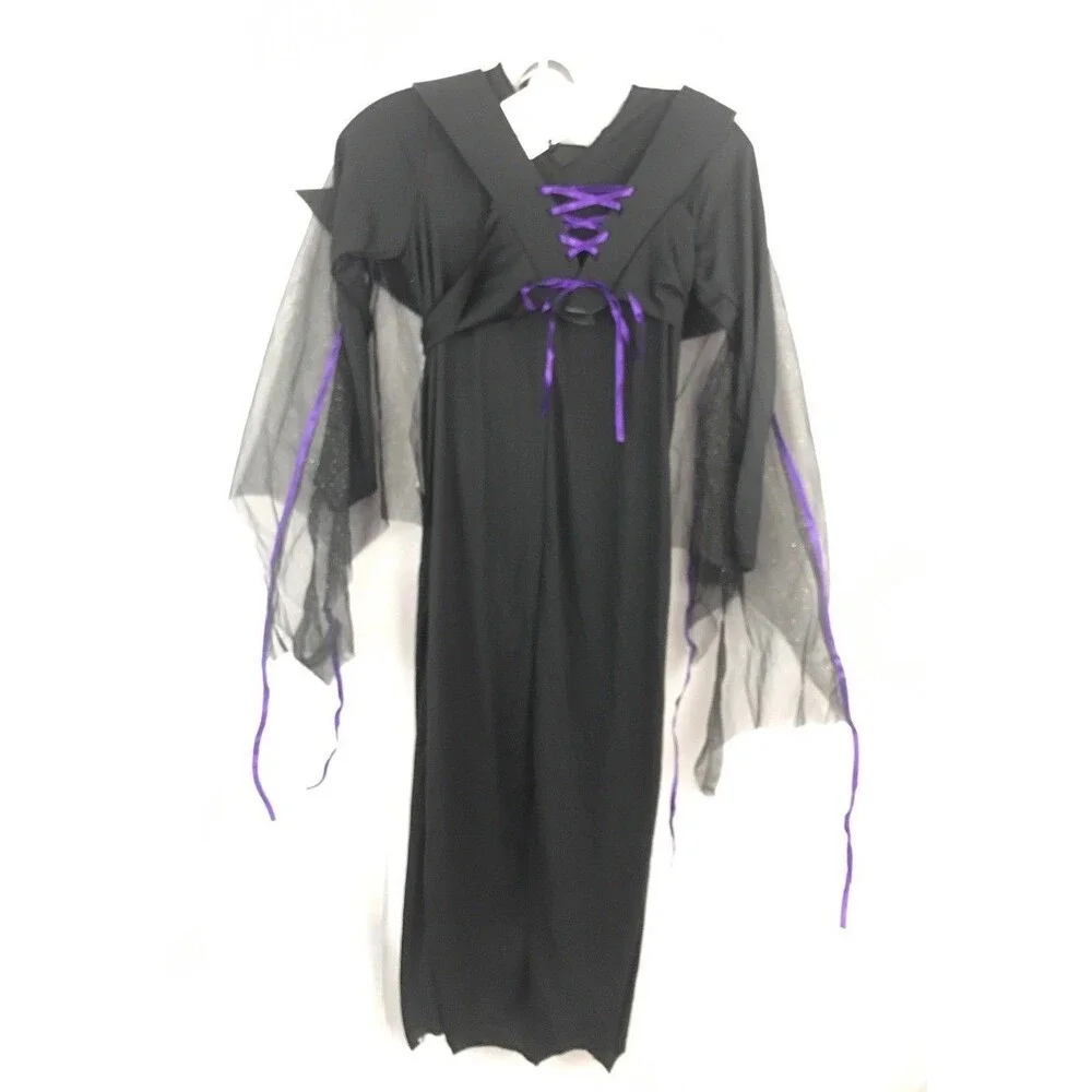 Totally Ghoul Winged Vampires Girls Halloween Costume Lace-up Black child Large